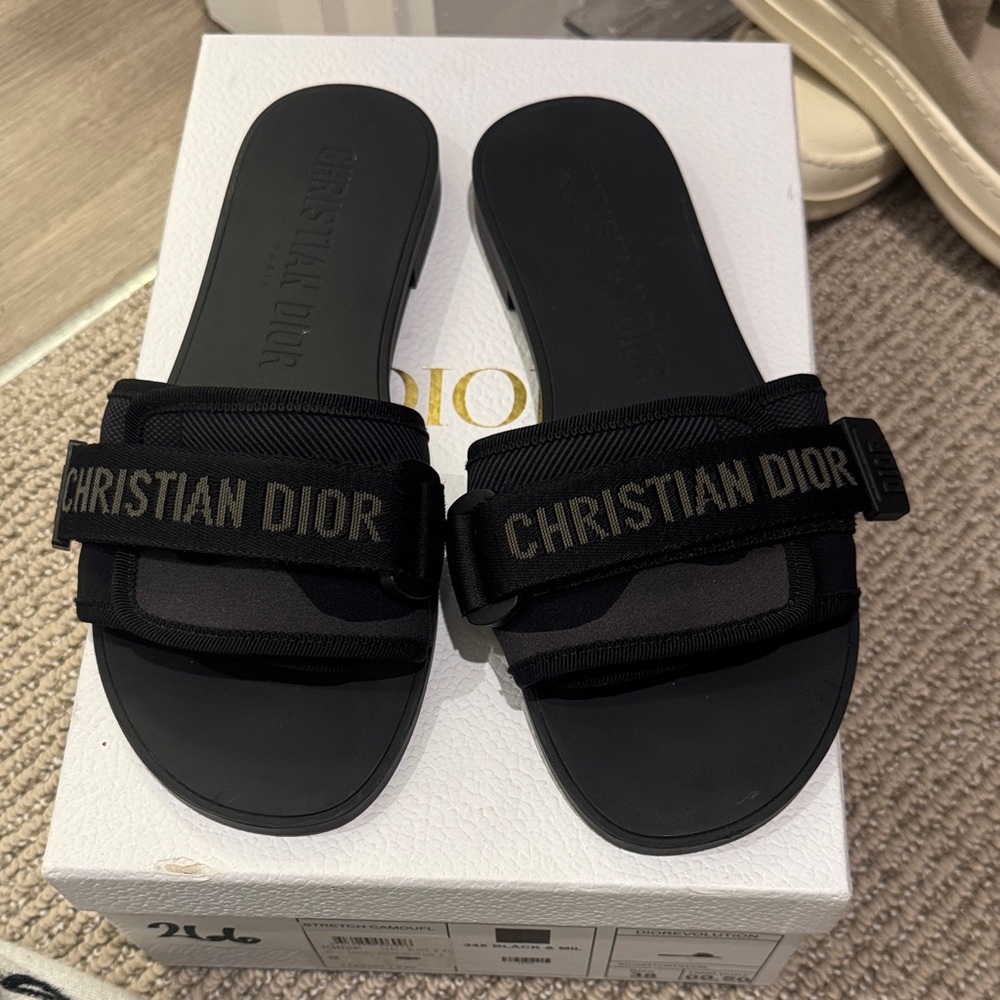 Dior Revolution Black Slide Sandals 38